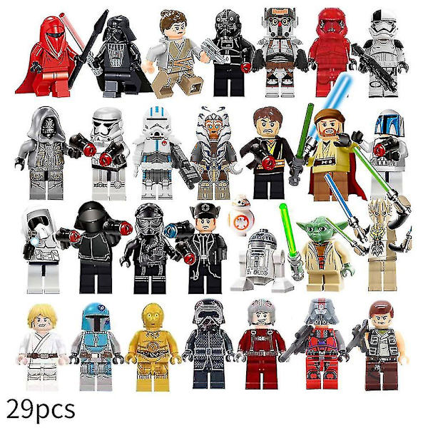 29 st Star Wars-serie Samlade Byggblock Minifigur Luke Darth Vader Jedi Master Set Actionfigur Leksaker