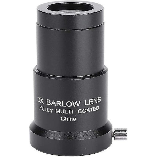 3x Barlow-lins, 1,25\" astronomiskt teleskop okular Barlow-lins förstoring lins helt flerskiktad optisk lins (svart) (3 st)