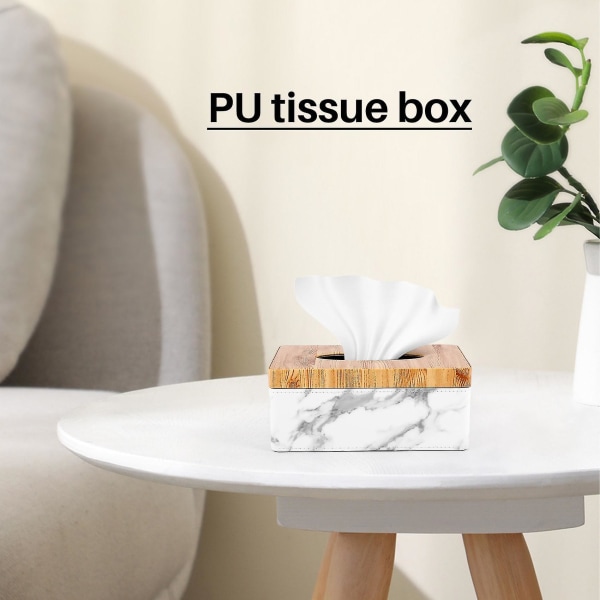 Rektangulär marmor PU-ansiktsvävnadslådeöverdrag servett H-handduksdispenserbehållare O