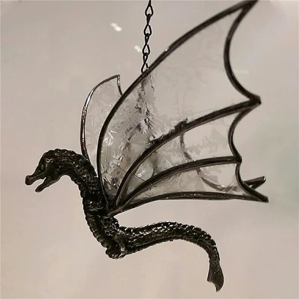 Dragon Hanging Stained Sun Catcher, 2023 New Flying Dragon Målat Glas Fönsterhäng, Handgjord Resin Suncatcher hängsmycke för fönster, Light Catcher
