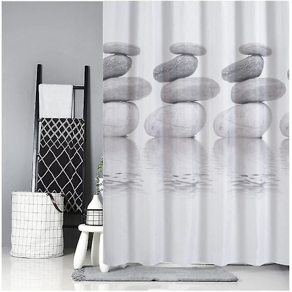 Duschdraperi 180x180 Textil Grå Pebble Mögelresistent och Vattenavvisande Duschdraperi