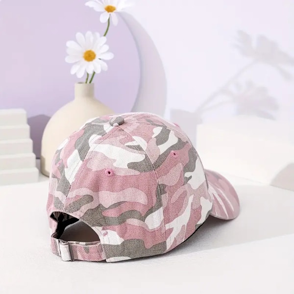 Rosa kamouflage basebollkeps Casual Curved Brim solhatt Justerbar Hip Hop pappahattar för kvinnor