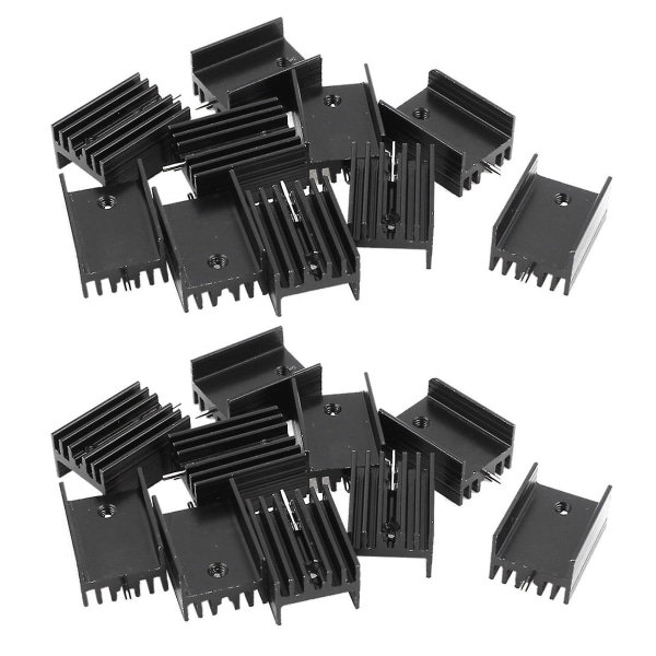 20x 21x15x11mm sort aluminium køleplade til To-220 Mosfet transistorer