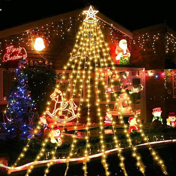 Julgransbelysning 350 LED juldekorationer Strängljus Utomhus Vattenfall LED Strängbelysning Vattentät julbelysning för trädgårdsbröllopsdel