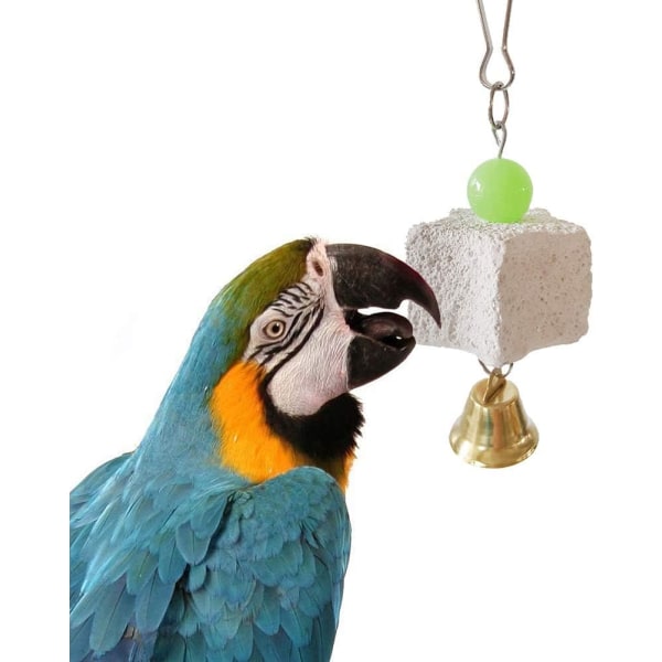Tuggbur, husdjursfåglar papegojatänder slipande sten Hängande Bellleksaksdekoration