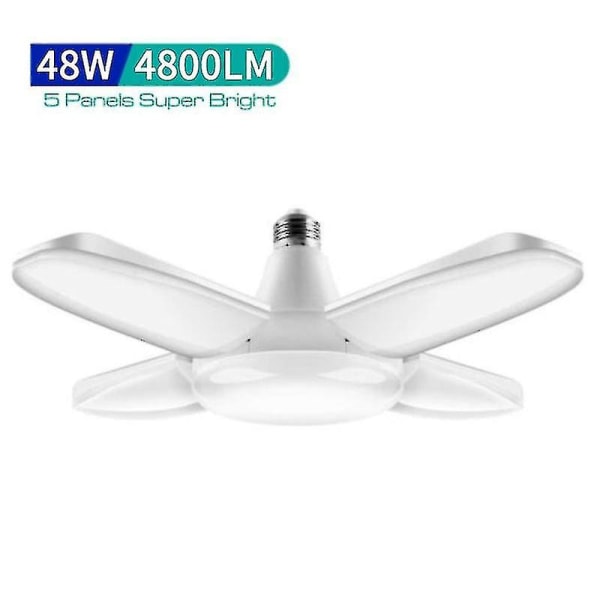Industriell belysning E27 LED garasjelys 4 justerbare vifteblader deformerbar verksted lager takbelysning (farge: kald hvit)
