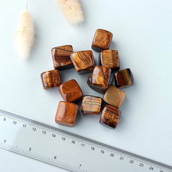 Naturliga tigeröga Crystal Tumbled Stones 0,78" polerad kub Krytsalkvarts för Chakra Meditation Balans Reiki Energi Ädelsten Heminredning Wicc
