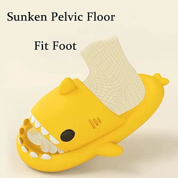 Tegneserie Haj Flip Flops, Skridsikre Tyksålede Strand Flip Flops, Hurtigtørrende Sjove Pool Sandaler yellow 46/47