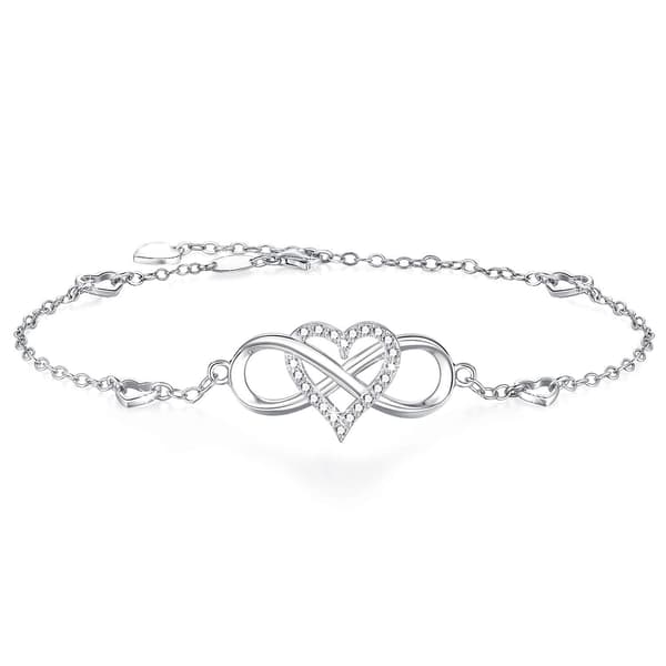Sølv infinity symbol og hjerteformet armbånd silver