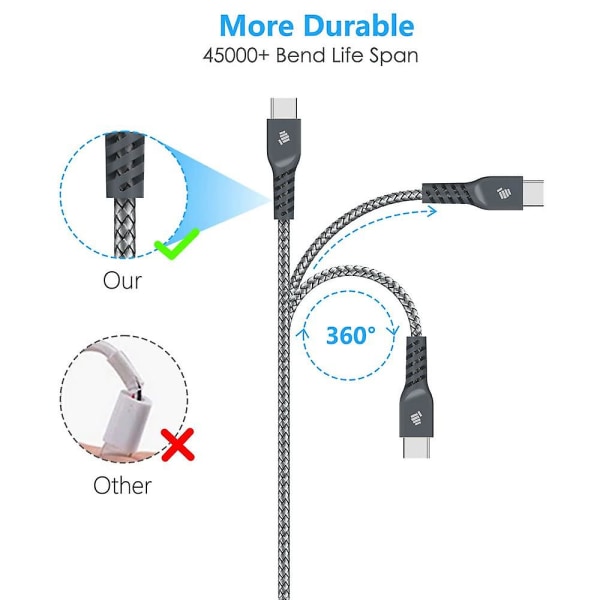 Stærkt USB-C opladnings- og datakabel med høj holdbarhed (1 m) til USB Type-C-kompatible enheder, herunder Apple iPad Pro 12,9\" 11\" 2022/2