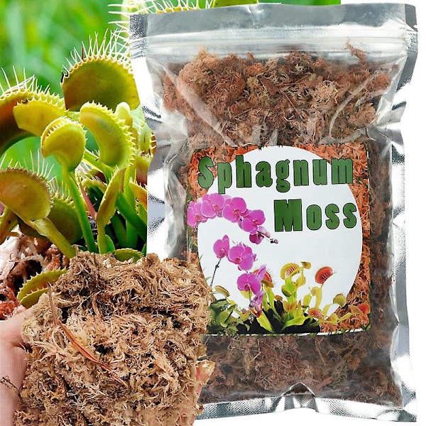 Sphagnum mos pottemuld til kødædende planter, potteorkideer, sarracenia, kandeplanter og mere, helt naturlig (1qt)