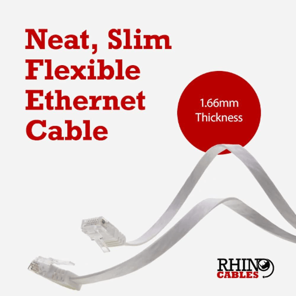 Fladt Ethernet Cat5e netværkskabel - Slankt, tyndt, lavprofil LAN-kabel til internetforbindelse til Xbox, Ps4, modem, router, pc, smart-tv,
