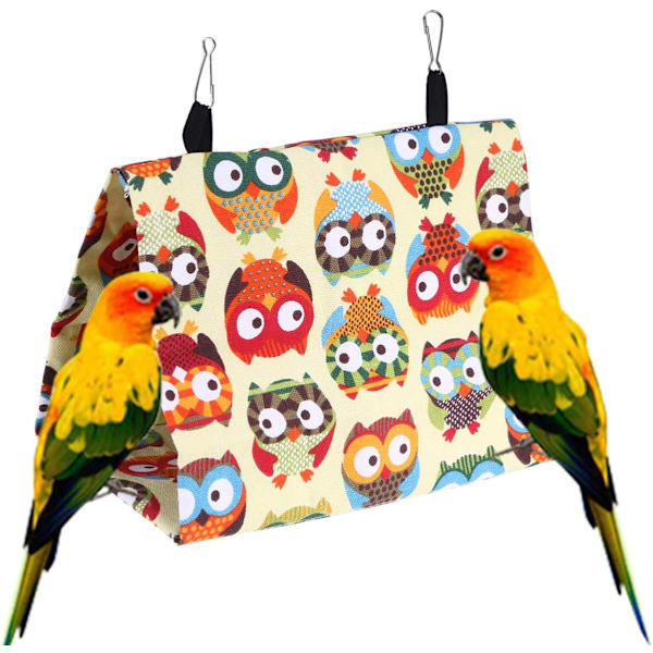 Papukaijapesä, Canvas Triangle Hanging Parrot Sleep Nest, Parrot Nest House, Parrot Cage, Parrot Supplies for Parrot Pet Animal Owl Printing Pattern