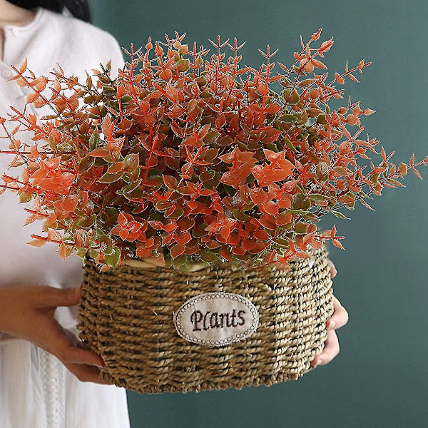 8 Pakke Kunstig Efterår Buksbom Ingen Falmning Faux Efterår Planter, Falsk Indendørs Udendørs Greenery Efterår Dekoration Til Hjem Thanksgiving Jul