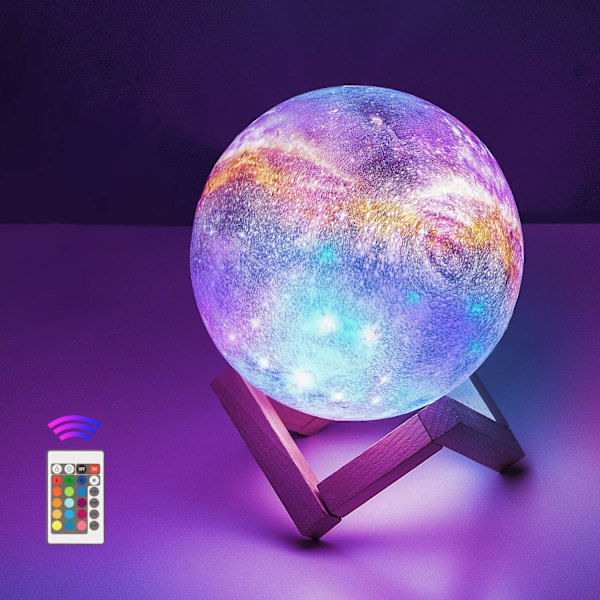 12 cm månelampe med fjernbetjening, stjernehimmel dekorativt lys 3D måne kunst LED RGB månelampe, bærbar nattelys