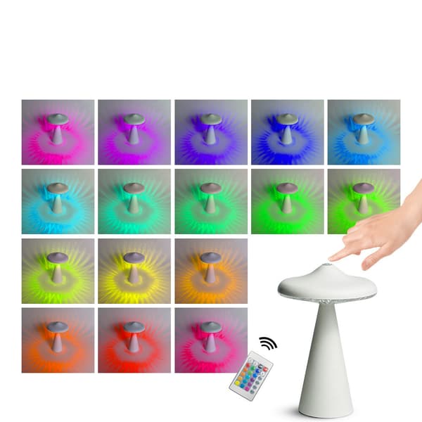 UFO Ambient Nattlys Fjernkontroll Nattlampe White