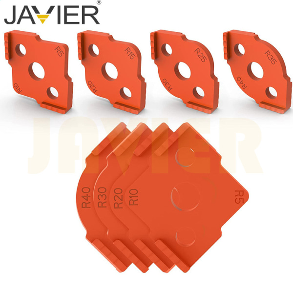 4-delt radius jig router mal for trebearbeidingsverktøy, høy hardhet ABS + CNC router jig mal vinkel T10 T15 T20 T25 T30 T35 T40
