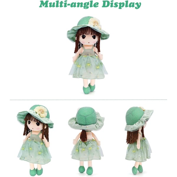 Kawaii Blomsterfe Knuffel Mjuk Plysch Leksak Dockor Flickor Present, 18 Tum (Hatt-Grön)