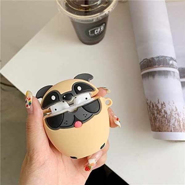 Cartoon Fodral för Airpods 2:a/1:a Generation, 3D Animationsfigur Design Silikonfodral Skyddande Stötsäkra Skydd med Nyckelring för Airpods Öronproppar