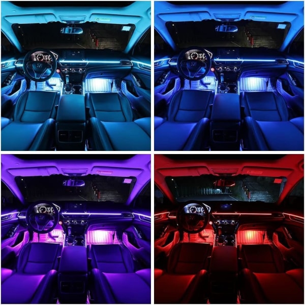 EL Wire Interior Car LED Strip Lights, LEDCARE USB Neon Glödande Strobing El Wire Lights med 6 mm sömnadskant, Ambient Lighting Kit (5M/16.5FT)