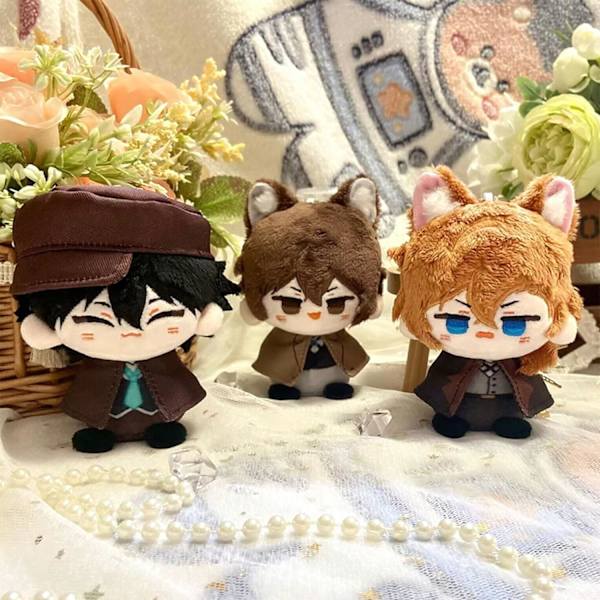 Plysj nøkkelring, 4\" søt Chibi plysjfigur nøkkelring anheng for ryggsekk, Dazai Osamu Chuuya Rampo Dostoevsky plysj for BSD-fans (Dostoevsky)