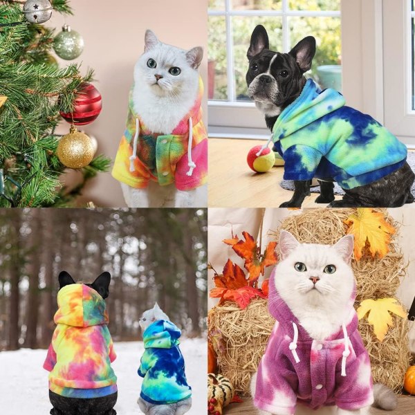 Tie Dye Hundkläder Hoodie, Husdjur Vinterrock, Valpsweatshirts för Små Hundar Pojke Flicka