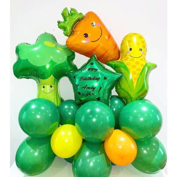 8 stk. Gaint Furit Vegetable Foil Balloner Søde Helium Mylar Jordbær Drue Banan Appelsin Majs Gulerod Tomat Broccoli