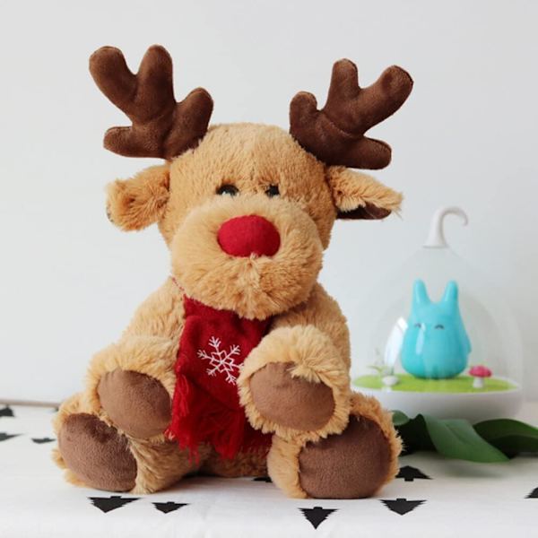 Juleplys Elg Legetøj, Rensdyr Plys Legetøj Jul Udstoppet Dyr Hjortedukke Legetøj Blød Plys Dukke Dyr Legetøj Elg Blød Plys Legetøj til Jul (29cm)