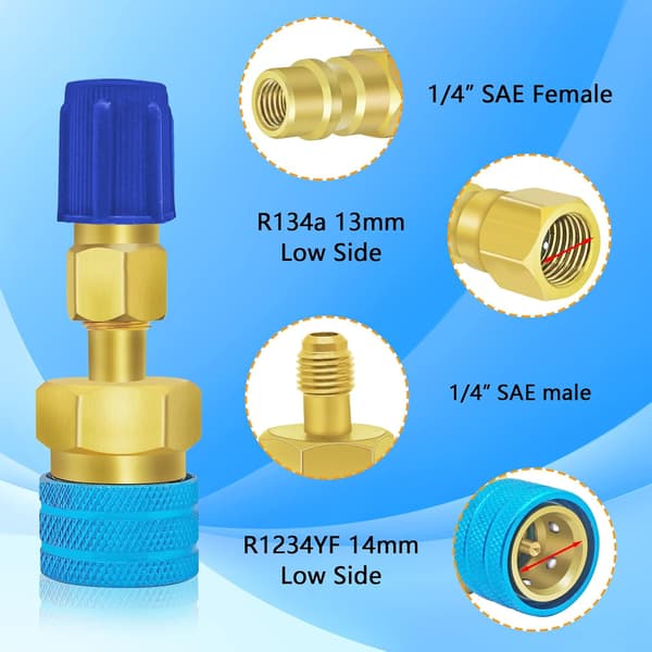 R1234YF Hurtigkobling, R1234yf til R134a Adapter, 1234yf til 134a Ad