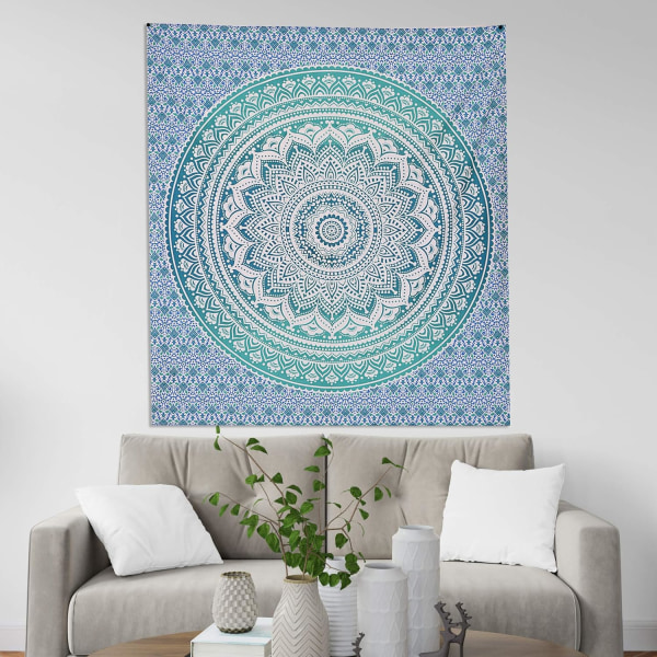 Väggbonad bohemisk gobeläng, metallisk väggkonst sängöverkast, psykedelisk hippie mandala sovsalsdekor för upphängning, sängkläder