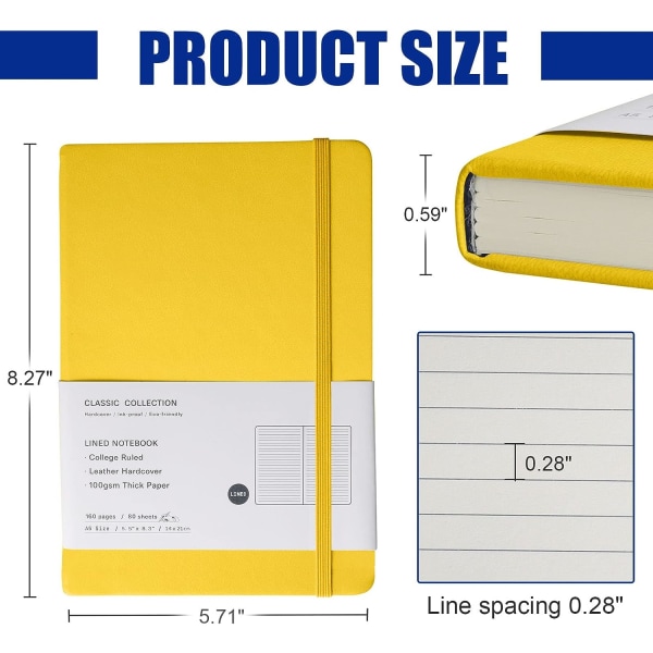 Fodrad journalanteckningsbok, (äggskalsgrön), 160 sidor, medium 5,7 tum x 8 tum - 100 gsm tjockt papper, inbunden