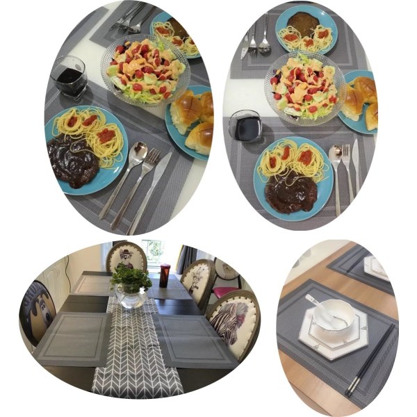 Bordsunderlägg Lätt att rengöra Plastunderlägg Tvättbar för köksbord Värmebeständig vävd vinylbordsmatta 12x18 tum Set med 4