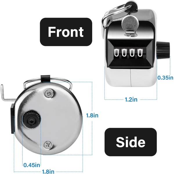 12-pack metall handräknare, 4-siffrig varvräknare, manuell mekanisk handhållen klickräknare med fingerring