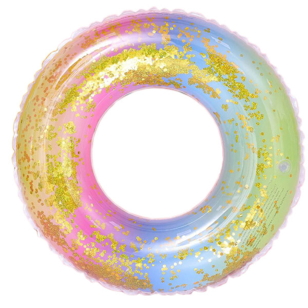 Barns uppblåsbar simring, simring poolboj, retro randig PVC uppblåsbar boj poolboj Sequin rainbow Suitable for 5-9 years old