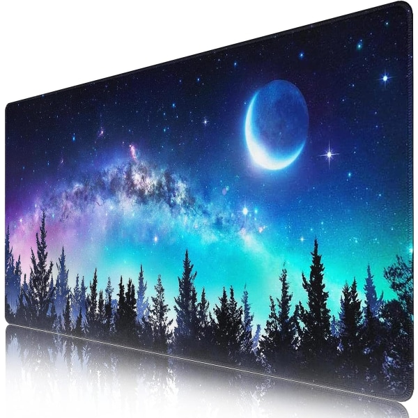 Galaxy Stor musematte, skrivebordsunderlag med sklisikker bunn, utvidet musematte XXL tastatur musematte skrivebordsmatte på toppen av skrivebord (35,4x15,7 tommer)