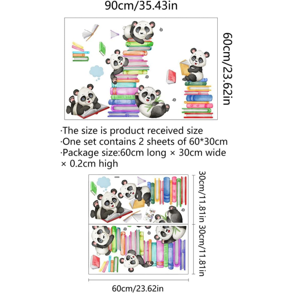 Söpö Panda Seinätarra Baby päiväkodin huoneen sisustus Sarjakuva eläinkirjat Lastenhuoneen työhuoneen koristelu Lastentarha