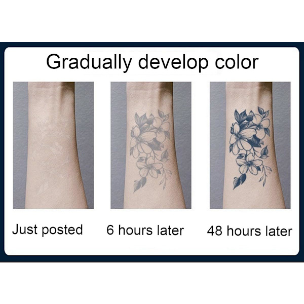 Blomster Arm Juice Tattoo Stickers Engelske Bogstaver Mænd Og Kvinder Vandtæt Holdbar Simulation Urte Midlertidige Tatoveringer-1
