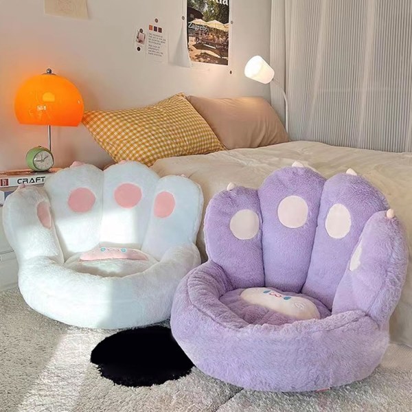 Cat Paw Cushion Lazy Sofa Stol 18 tum (ca 45,7 cm) Mysig Kawaii Plysch Bear Claw Varm golvkudde Söt Sittdyna Sovrumsdekoration Lila