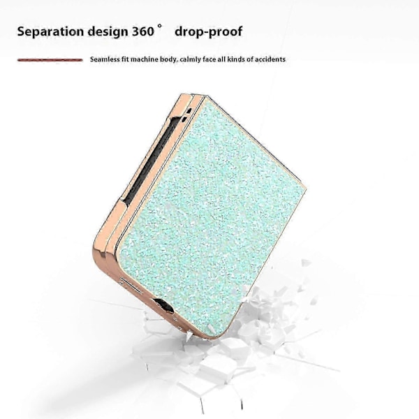 Skal för Motorola Razr 50 5G Elektropläterad Telefonfodral Färgglad Glitterdesign PU+TPU Skyddsfodral Mint Green