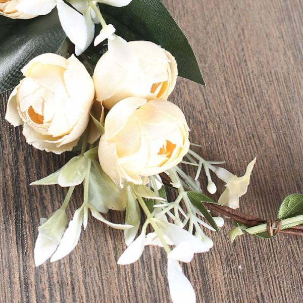 Justerbar brudeblomst krans pandebånd blomsterkrone hår krans halo F-83 (A-Champagne)