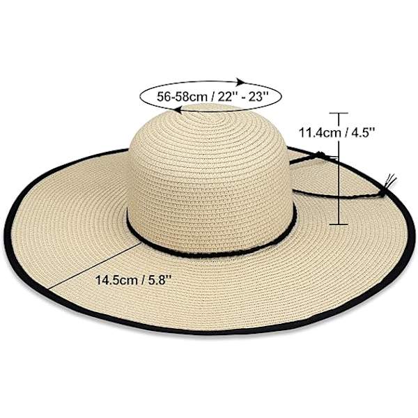 Dame Bredskygget Solhat UPF50 Halm Sommerhat Floppy Strandhat Roll-Up