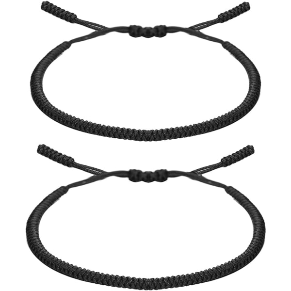 Håndlagde buddhistiske armbånd med snor for kvinner, menn, gutter og jenter, tibetansk justerbart armbånd i vevd tau, rødt og svart, 2 eller 6 stk./sett