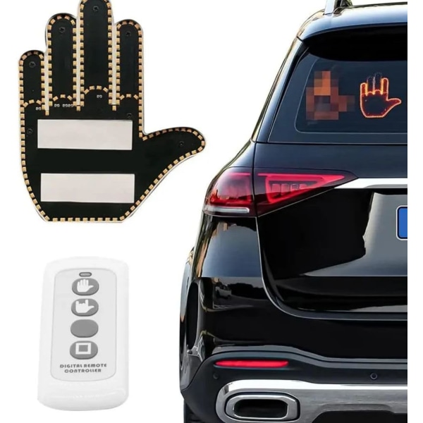 Gest Finger Light för ökad säkerhet: Inklusive Frog-dekorerade bilprydnader, tre unika gester, anti-bakre kollisionsljus och fjärrkontroll