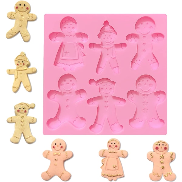 Christmas Gingerbread Man Fondant Form, Kage Dekoration Silikone Form, Chokolade Candy Køkken Bageværktøj til jul