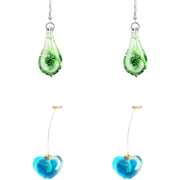 Handgjorda vattenfallformade spiralformade lampwork-modeglaspärlhängeörhängen