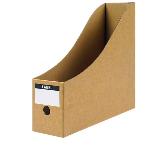 1 pakke magasinstativ i kraftpapp med bokhyllefliker, skrivebordsfilorganisering (90*260*270 mm)