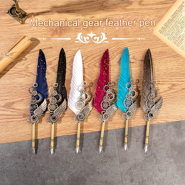 Peacock Mechanical Punk Style Wings Pen Dip Ink Set (Excluding Notebook/Notepad) Purpur