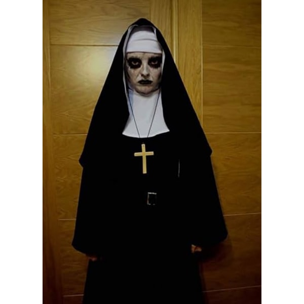 Nunnadräkten Plus Size Skrämmande nunnadräkt Priest Halloween kostym Svart