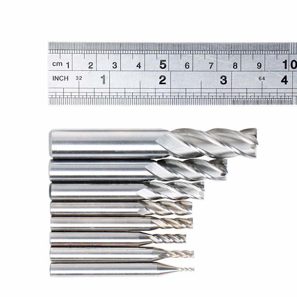 1/8\" 3/16\" 1/4\" 5/16\" 3/8\" 1/2\" nopea teräs HSS 4-urainen suora päätymylly 5/32\" 1/16\" 8 kpl setti