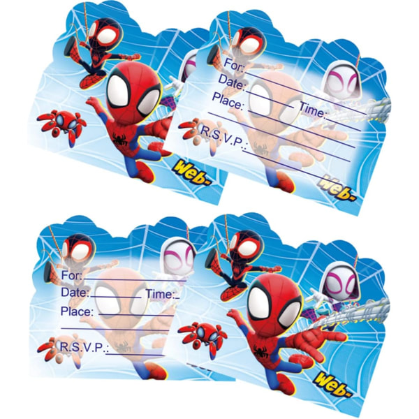 50 stk Spidey og hans fantastiske venner bursdagsfestinvitasjonskort, Spidey og hans fantastiske venner festutstyr for barn